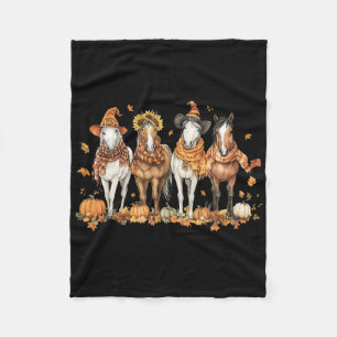 Herfst Horse Thanksgiving Horse Autumn Leaves West Fleece Deken