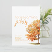 Herfst Housewarming Party Uitnodigen met Boom Kaart (Staand voorkant)