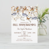 Herfst Housewarming party, vlinder, herfstgeblader Kaart (Staand voorkant)
