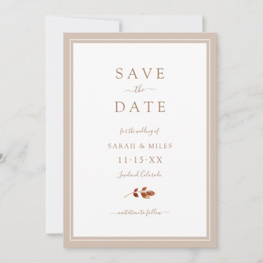 Herfst Huwelijk Save The Date (Voorkant)