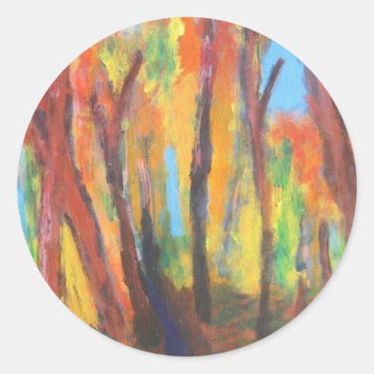 Herfst Impressionisme Bos Stickers (Voorkant)