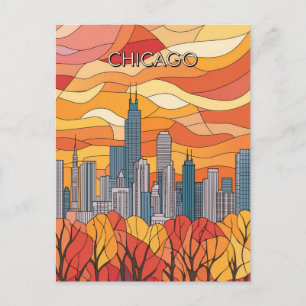Herfst in Chicago Illinois Reizen Briefkaart