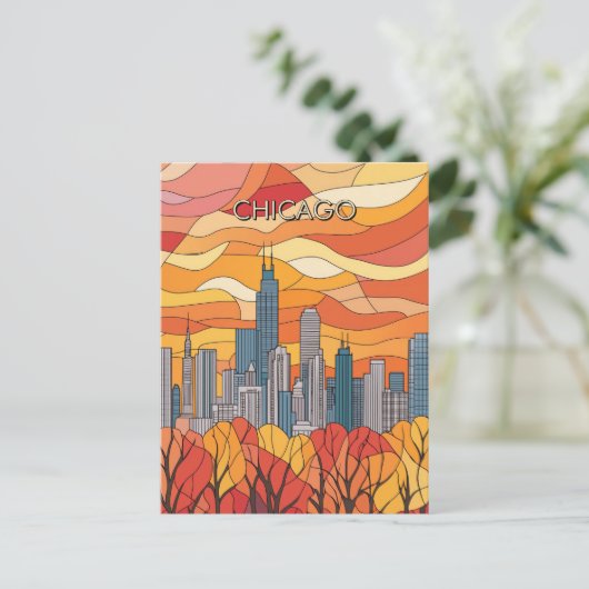 Herfst in Chicago Illinois Reizen Briefkaart (Staand voorkant)