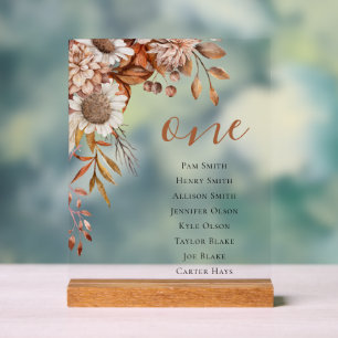 Herfst in de liefde Boho Bloemen Trouwstoel Graf Acryl Bord