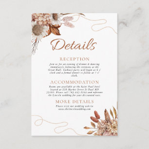 Herfst in de liefde   Boho Flowers Wedding Details Informatiekaartje