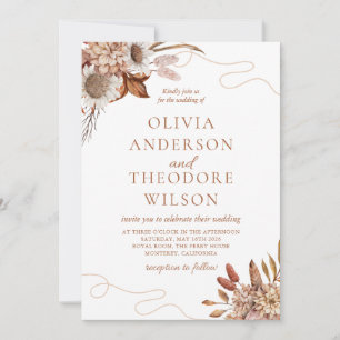 Herfst in de liefde Boho Flowers Wedding QR-code Kaart