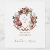Herfst in de liefde | Herfst Blooms Wedding Crest Wijn Etiket (Enkel label)