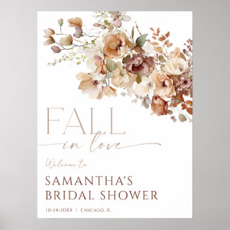 Herfst in de liefde rustieke floral vrijgezellenfe poster
