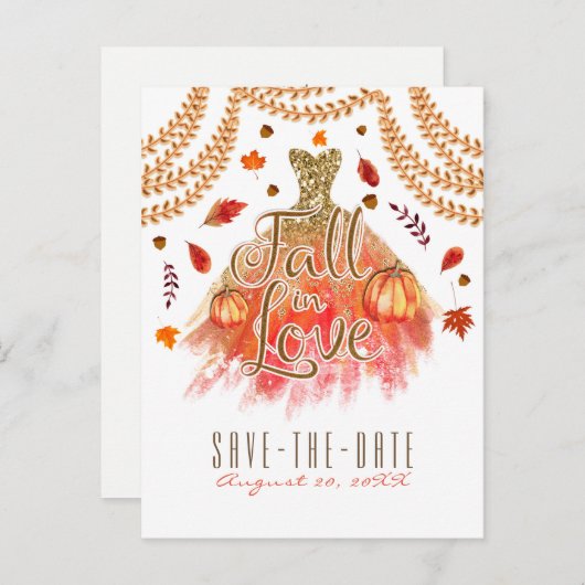 Herfst in de najaar van de liefdesstress laat de d aankondigingskaart (Voorkant / Achterkant)