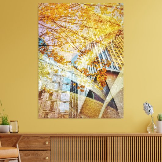 Herfst in de stad Abstract Canvas Afdruk (Insitu (Woonkamer))