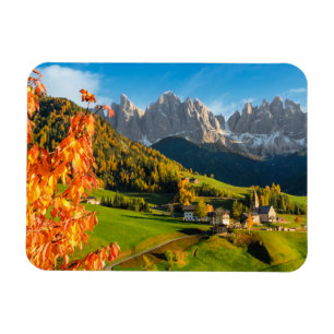 Herfst in een Dolomietenlandschap met een kerk Magneet