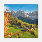Herfst in een Dolomietenlandschap met een kerk Magneet (Voorkant)