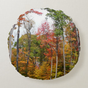 Herfst in het bos Kleurrijke herfstfotografie Rond Kussen