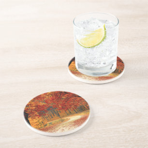 Herfst in het bos zandsteen onderzetter