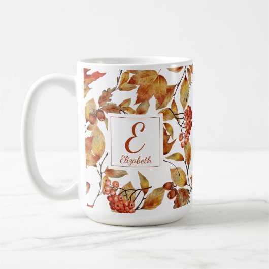 Herfst in het najaar laat monogram koffie Mok (Links)