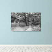 Herfst in het park - zwart-wit canvas afdruk (Insitu (Houten vloer))