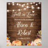 Herfst in het Rustic Wedding Sign van Love String Poster (Voorkant)