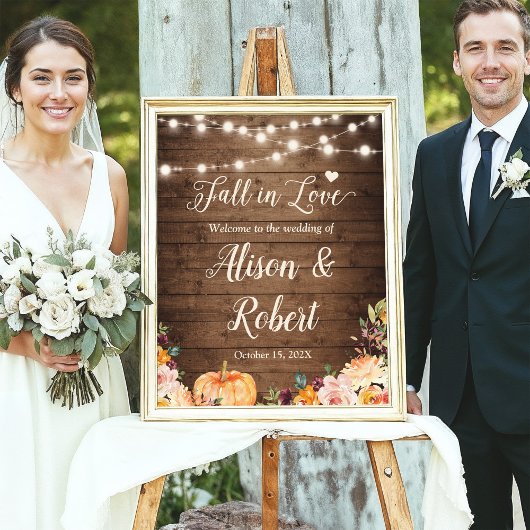 Herfst in het Rustic Wedding Sign van Love String Poster