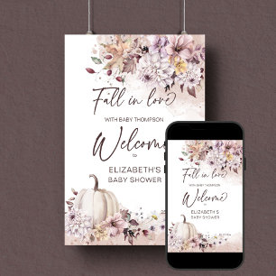 Herfst in liefde baby shower boho pastel welkomstb poster