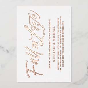 Herfst in liefde belettering Roos Gold Engagement  Folie Uitnodiging