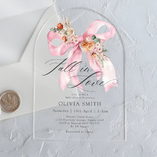 Herfst in Liefde Bloemen Boog Modern Baby shower Acryl Uitnodigingen