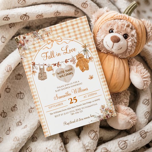 Herfst in Liefde Bloemen Bow Modern Herfst Baby sh Kaart