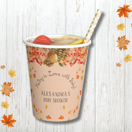 Herfst in Liefde Bloemen Herfst Baby shower Papieren Bekers