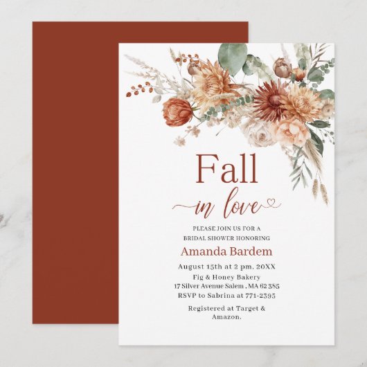 Herfst in Liefde Bloemen Waterverf vrijgezellenfee Kaart (Voorkant / Achterkant)