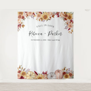 Herfst in liefde bloempompoenen Achtergrond Fotoca Wandkleed