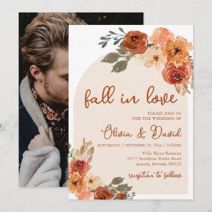 Herfst in Liefde Boho Bloemen Rustiek Herfst Huwel Kaart