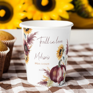 Herfst in liefde boho pompoen zonnebloem vrijgezel papieren bekers