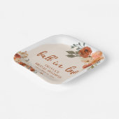 Herfst in Liefde Boho Terracotta Pompoen Vrijgezel Papieren Bordje (Gebogen)