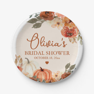 Herfst in Liefde Boho Terracotta Pompoen Vrijgezel Papieren Bordje