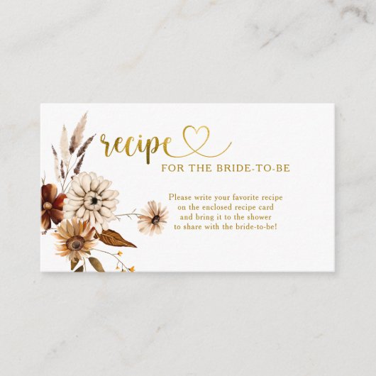 Herfst in Liefde Boho Vrijgezellenfeest Recept Ver Informatiekaartje (Voorkant)