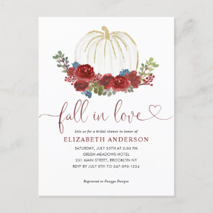 Herfst in Liefde Bourgondische Bloemen Pompoen Vri Briefkaart