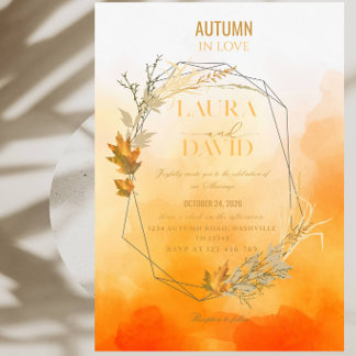 Herfst in liefde bruiloft uitnodiging