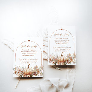 Herfst in liefde Floral Pumpkin Books Baby shower Informatiekaartje