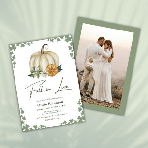 Herfst in Liefde Groen Pompoen Foto Vrijgezellenfe Kaart