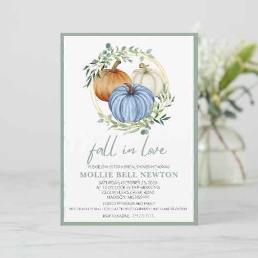 Herfst in liefde Herfst bruids doucheuitnodiging Kaart (Staand voorkant)