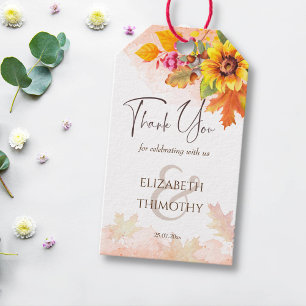 Herfst in liefde herfst gebladerte zonnebloem brui cadeaulabel