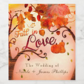 Herfst in liefde herfst grillige aangepaste wijnla wijn etiket (Enkel label)