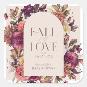 Herfst in liefde herfst krans boog roze Baby showe Vierkante Sticker