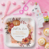 Herfst in liefde herfst pompoen bruiloft Verloving Papieren Bordje (Feest)