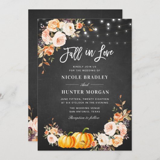 Herfst in liefde herfst rustieke bloemen bruiloft kaart (Voorkant / Achterkant)