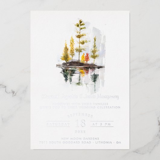 Herfst in Liefde | Herfstweddenschap in Rustic Folie Uitnodiging (Voorkant)