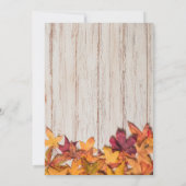 Herfst in Liefde Hout Herfstbladeren Bruiloft Kaart (Achterkant)