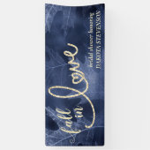 Herfst in liefde in het najaar | Navy Blue en Gold Spandoek (Verticaal)