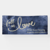 Herfst in liefde in het najaar | Navy Blue en Gold Spandoek (Horizontaal)