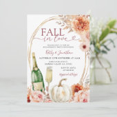 Herfst in Liefde Ivoor Bloemen Pompoen Verloving Kaart (Staand voorkant)