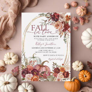 Herfst in Liefde Marsala Pompoen Bloemen Baby show Kaart